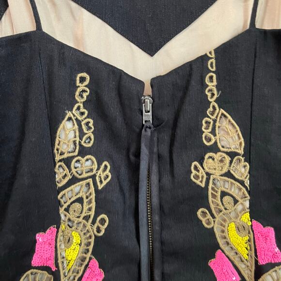 Tracy Reese Anthropologie Embroidered Emele Linen Blend Dress Size 2 - Picture 7 of 14
